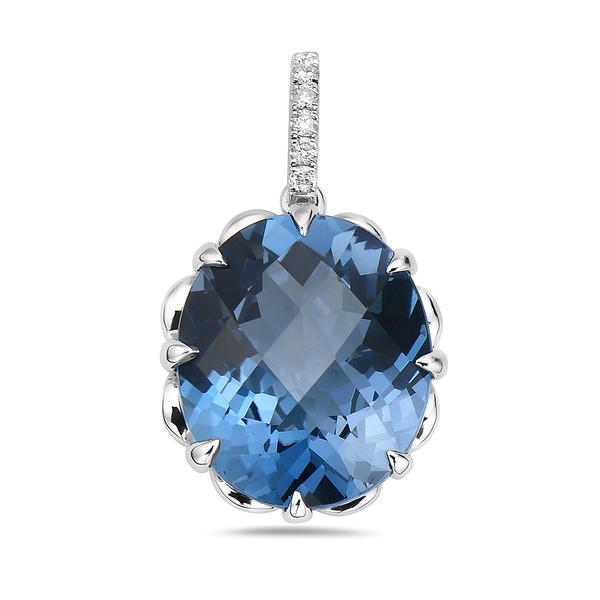 View 14Kw or y/14kr Gold London Blue Topaz Pendant
