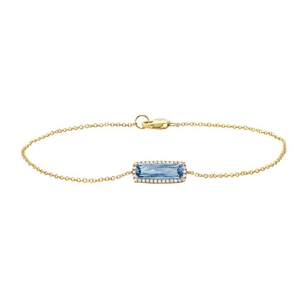 View 14Kw or y/14kr Gold Blue Topaz Bracelet