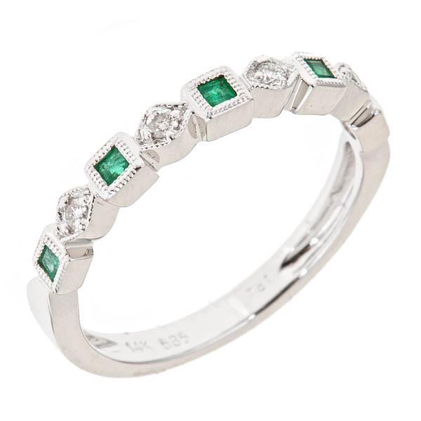 View 14Kw or y/14kr Gold Emerald Ring