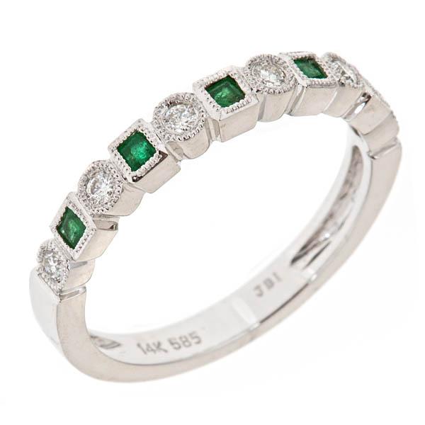 View 14Kw or y/14kr Gold Emerald Ring