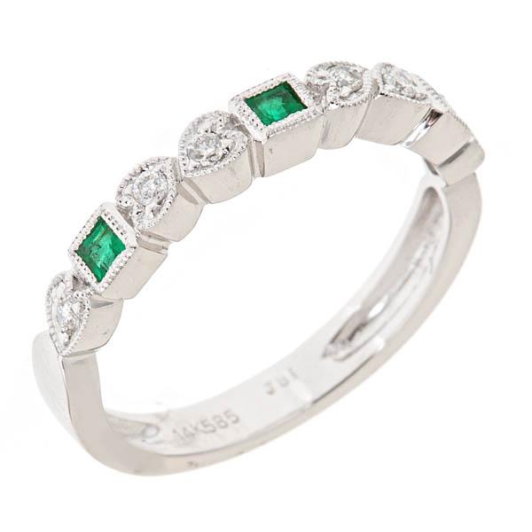 View 14Kw or y/14kr Gold Emerald Ring