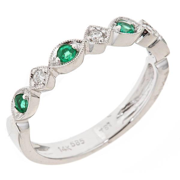 View 14Kw or y/14kr Gold Emerald Ring