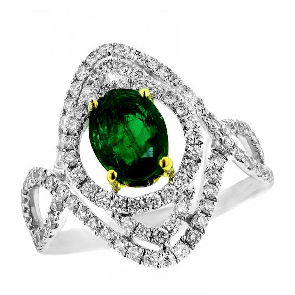 View 14Kw or y/14kr Gold Emerald Ring