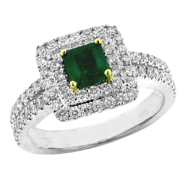 View 14Kw or y/14kr Gold Emerald Ring