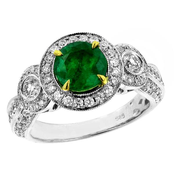 View 14Kw or y/14kr Gold Emerald Ring