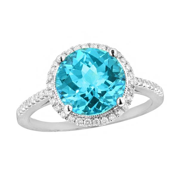 View 14Kw or y/14kr Gold Blue Topaz Ring