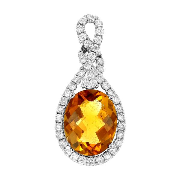 View 14Kw or y/14kr Gold Citrine Pendant