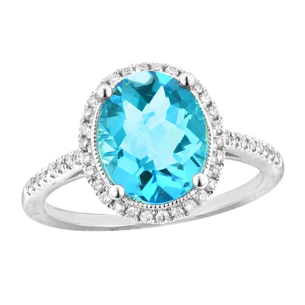 View 14Kw or y/14kr Gold Blue Topaz Ring