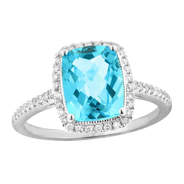 View 14Kw or y/14kr Gold Blue Topaz Ring