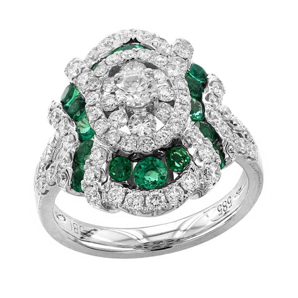 View 14Kw or y/14kr Gold Emerald Ring