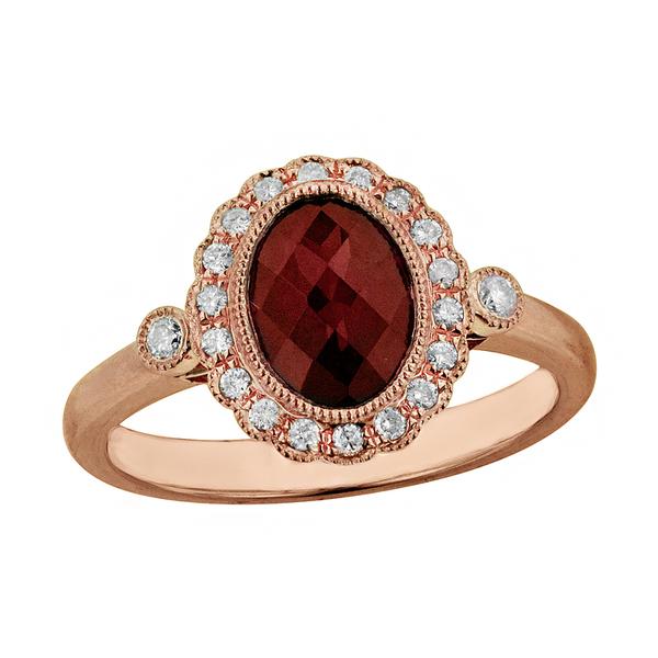 View 14Kw or y/14kr Gold Garnet Ring