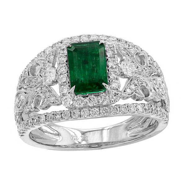 View 18Kw or 18ky/18kr Gold Emerald Ring