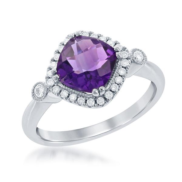 View 14Kw or y/14kr Gold Amethyst Ring