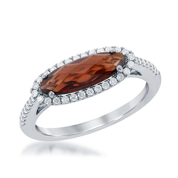 View 14Kw or y/14kr Gold Garnet Ring