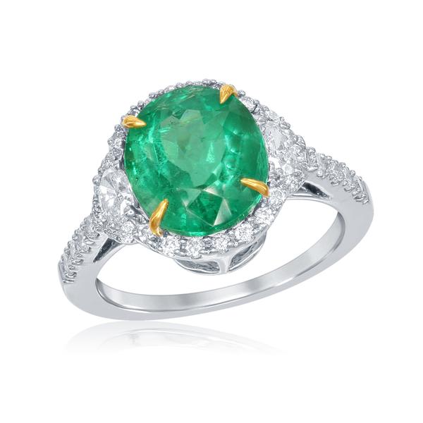 View 18Kw or 18ky/18kr Gold Emerald Ring