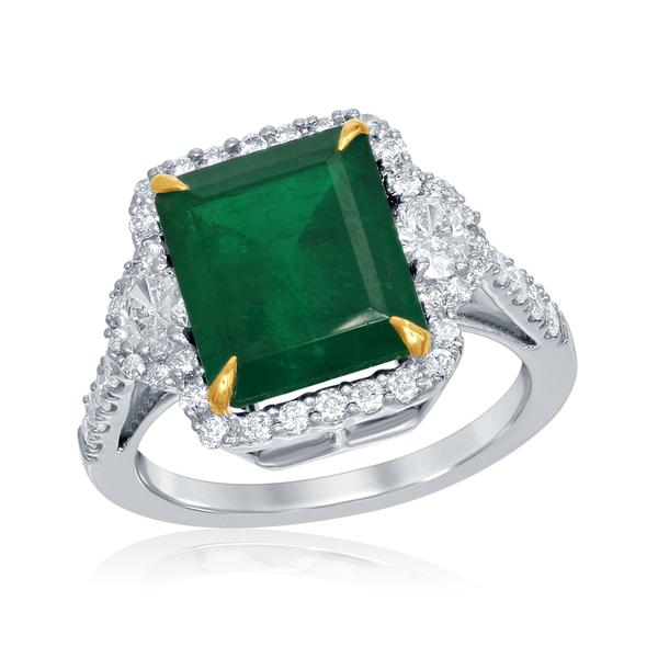 View 18Kw or 18ky/18kr Gold Emerald Ring