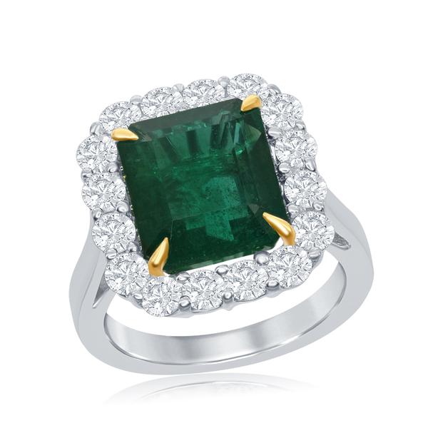 View 14Kw or y/14kr Gold Emerald Ring