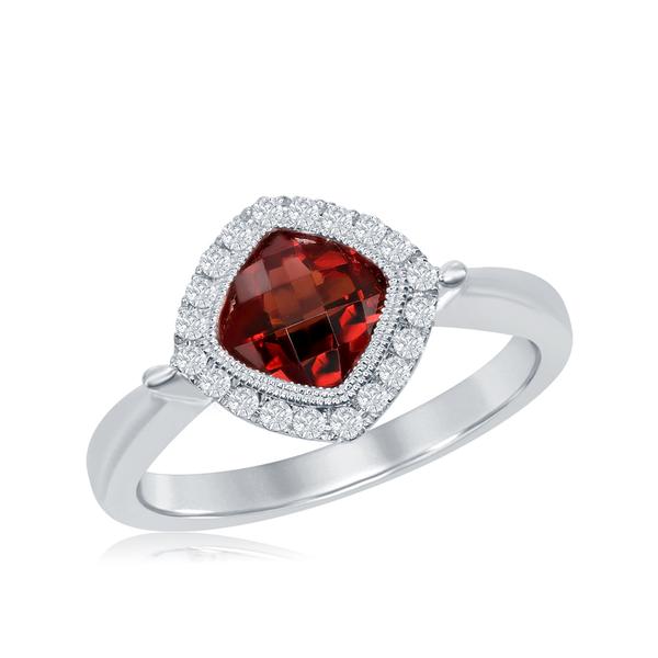 View 14Kw or y/14kr Gold Garnet Ring