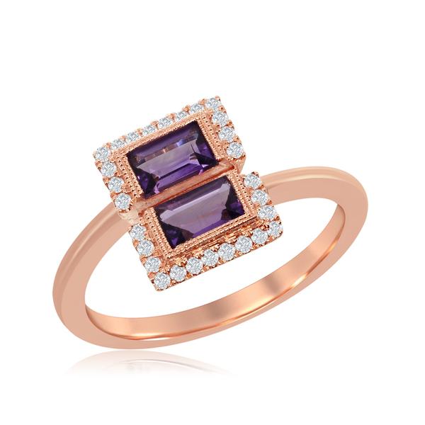 View 14Kw or y/14kr Gold Amethyst Ring