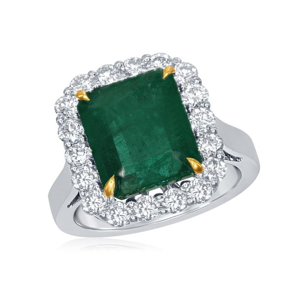 View 18Kw or 18ky/18kr Gold Emerald Ring