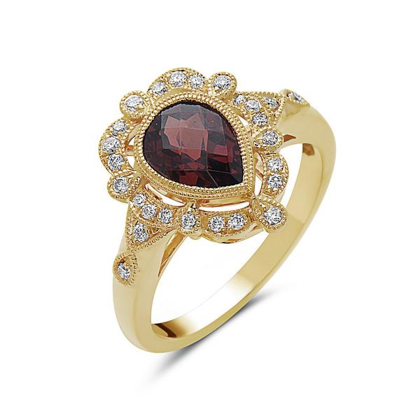 View 14Kw or y/14kr Gold Garnet Ring