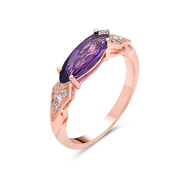 View 14Kw or y/14kr Gold Amethyst Ring
