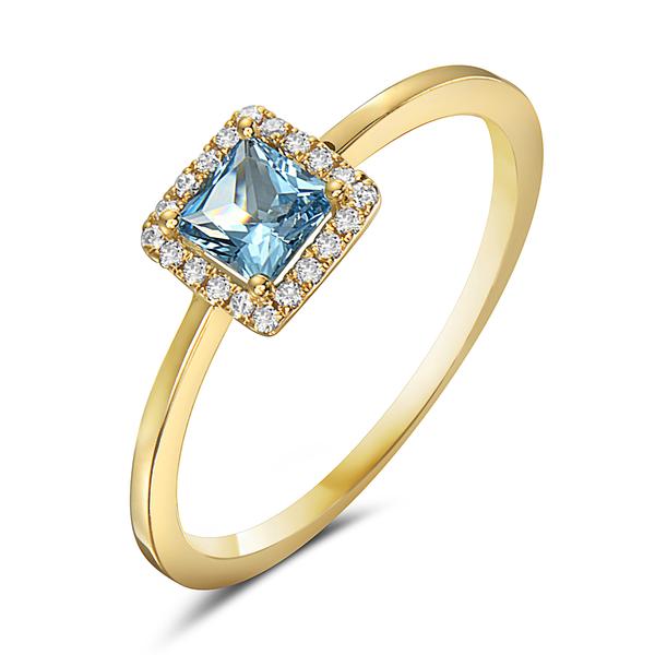 View 14Kw or y/14kr Gold Blue Topaz Ring