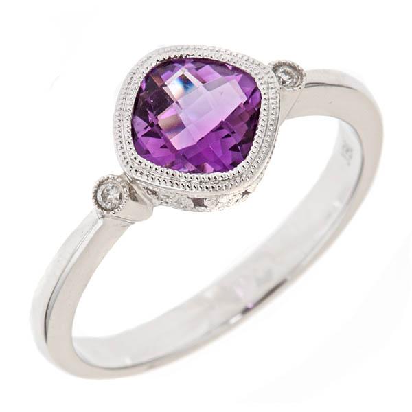 View 14Kw or y/14kr Gold Amethyst Ring