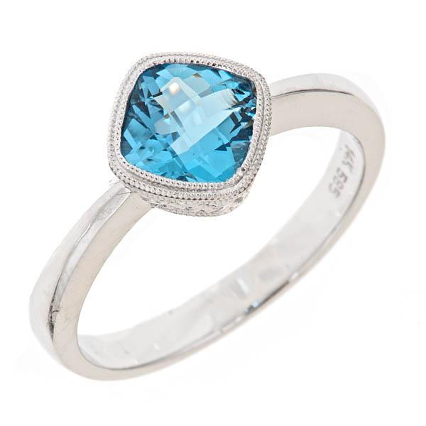 View 14Kw or y/14kr Gold Blue Topaz Ring