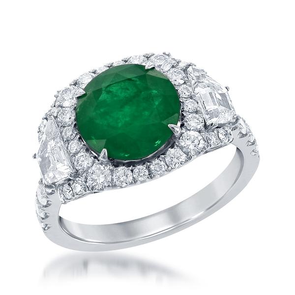 View 18Kw or 18ky/18kr Gold Emerald Ring