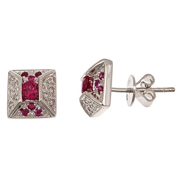 View 14Kw or y/14kr Gold Ruby Earrings