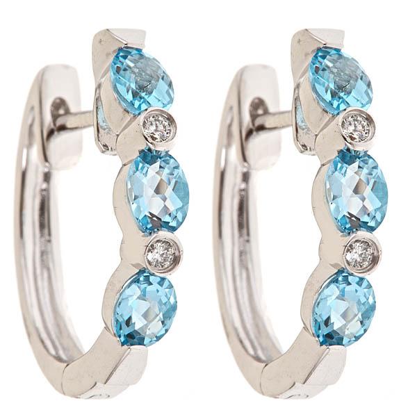 View 14Kw or y/14kr Gold Blue Topaz Earrings