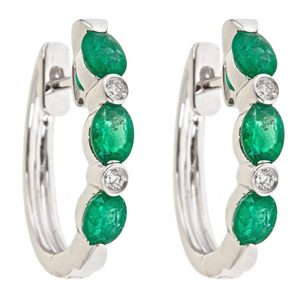 View 14Kw or y/14kr Gold Emerald Earrings