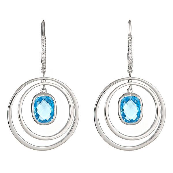 View 18Kw or 18ky/18kr Gold Blue Topaz Earrings