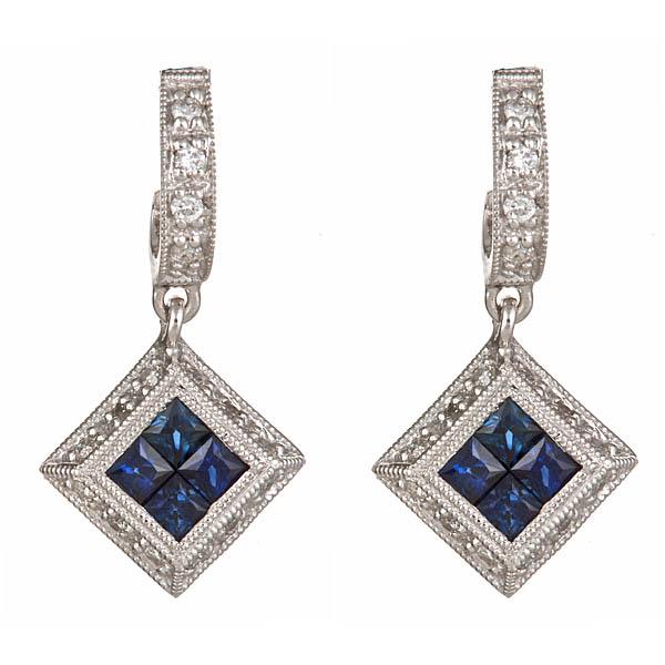 View 14Kw or y/14kr Gold Sapphire Earrings