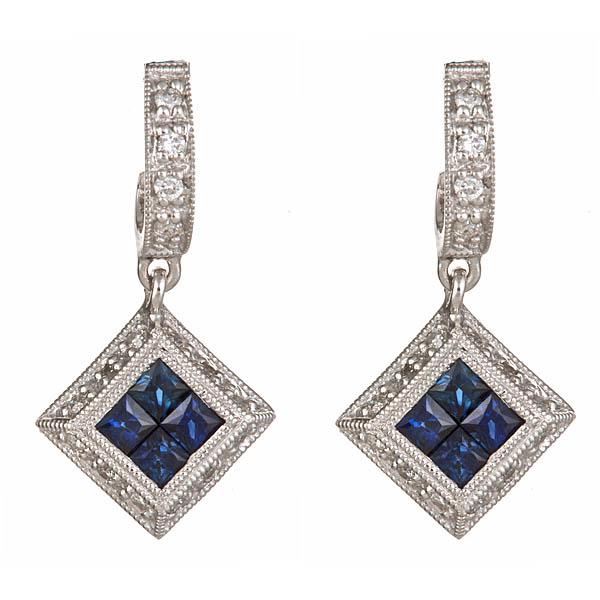 View 14Kw or y/14kr Gold Sapphire Earrings