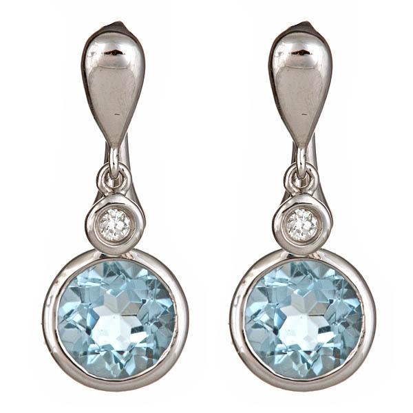 View 14Kw or y/14kr Gold Aquamarine Earrings