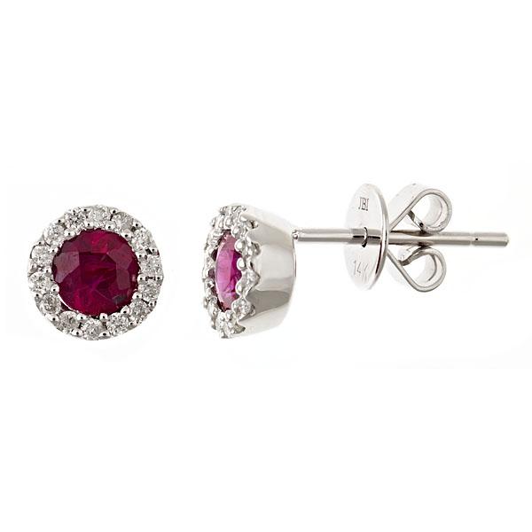 View 14Kw or y/14kr Gold Ruby Earrings