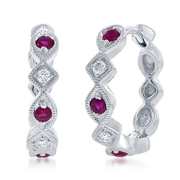 View 14Kw or y/14kr Gold Ruby Earrings