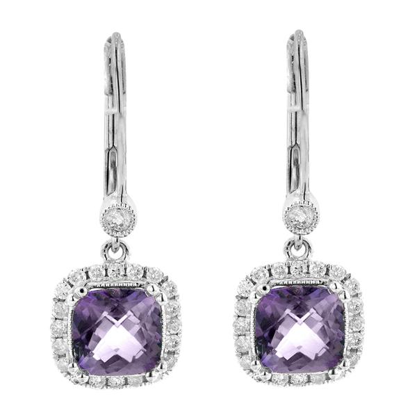 View 14Kw or y/14kr Gold Amethyst Earrings