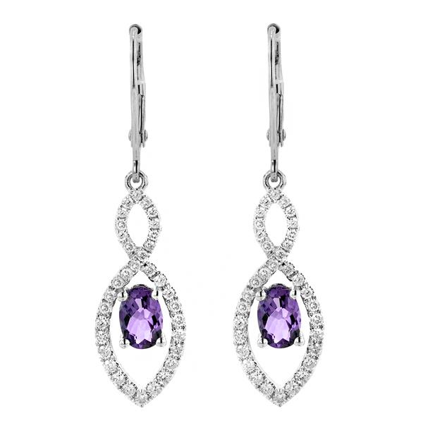 View 14Kw or y/14kr Gold Amethyst Earrings