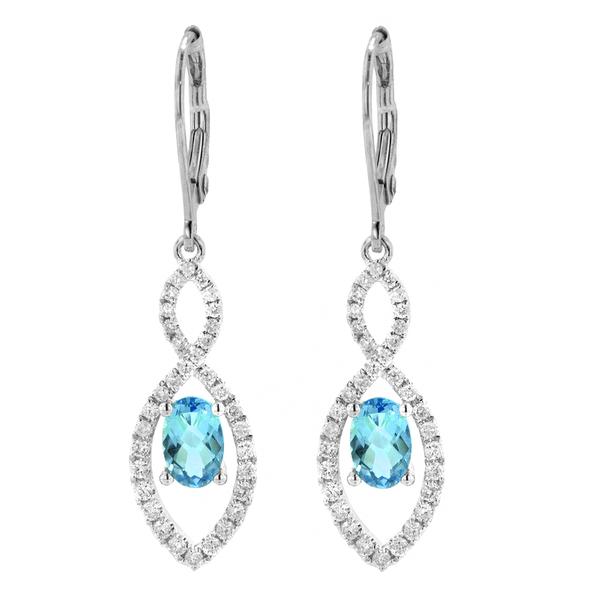 View 14Kw or y/14kr Gold Blue Topaz Earrings