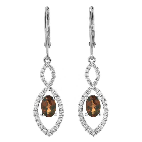 View 14Kw or y/14kr Gold Garnet Earrings