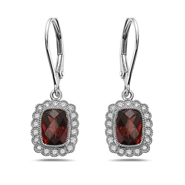 View 14Kw or y/14kr Gold Garnet Earrings