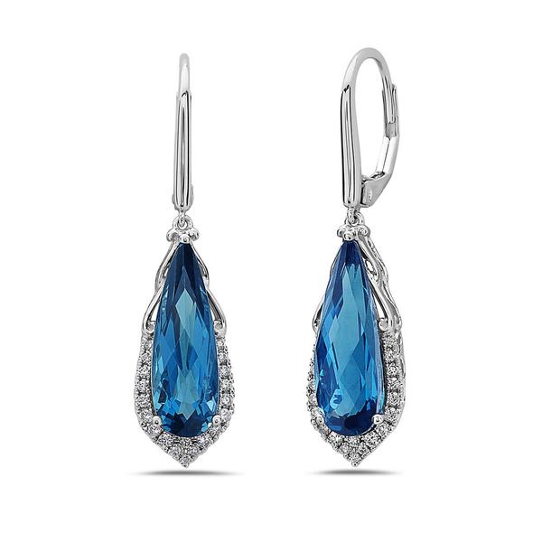 View 14Kw or y/14kr Gold Light Blue Topaz Earrings