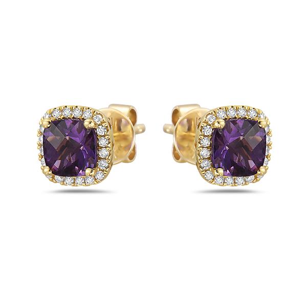 View 14Kw or y/14kr Gold Amethyst Earrings