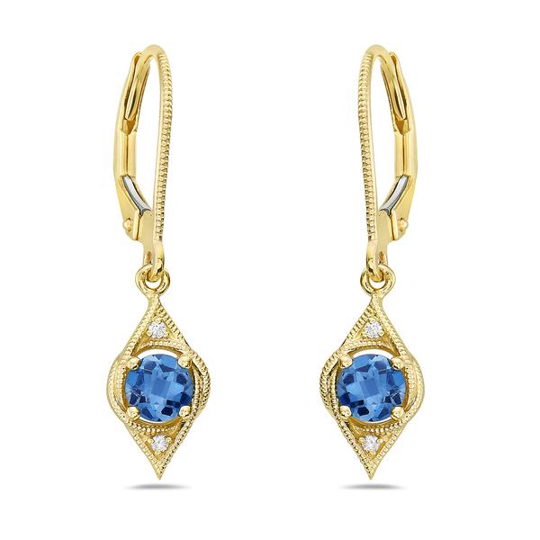 View 14Kw or y/14kr Gold London Blue Topaz Earrings