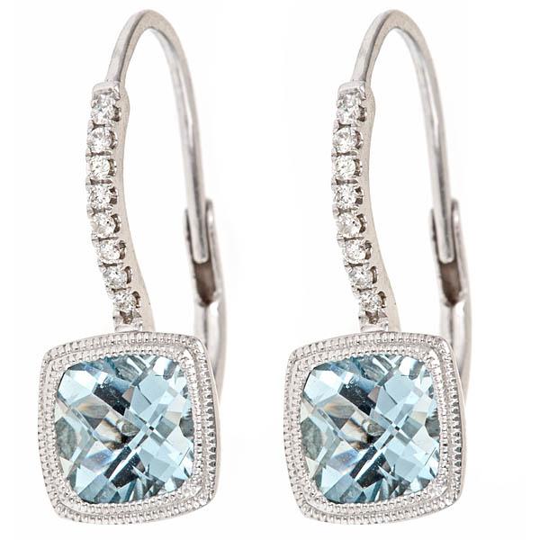 View 14Kw or y/14kr Gold Aquamarine Earrings