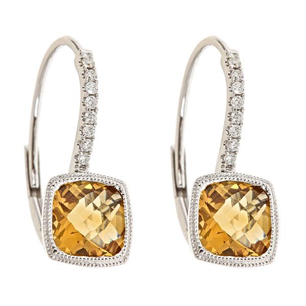 View 14Kw or y/14kr Gold Citrine Earrings