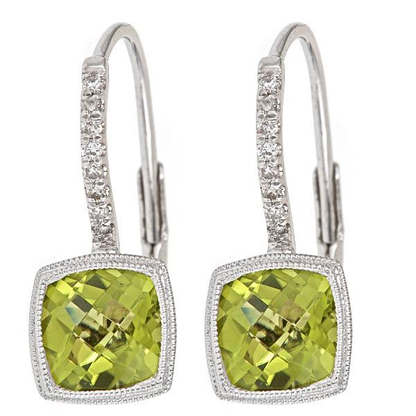 View 14Kw or y/14kr Gold Peridot Earrings